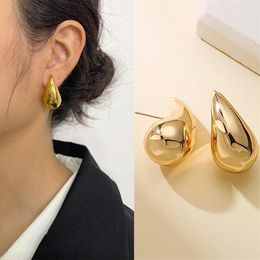 Dangle Earrings Punk Metal Gold Color Chunky Dome Drop Teardrop C-shaped Stud For Women Simple Lightweight Hoops 2024 Trend Gift