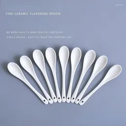 Spoons 10Pcs/lot Ceramic Coffee Spoon Kitchen Supplies Pure White Bone China Tableware Tea Small Sugar Dessert Ice Cream