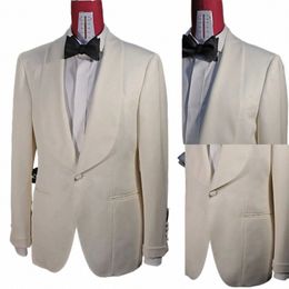 white Men's Suit One Piece Blazer One Butt Sheer Lapel Busin Slim Fit Tuxedo Formal Wedding Groom Tailored Costume Homme c7Lt#