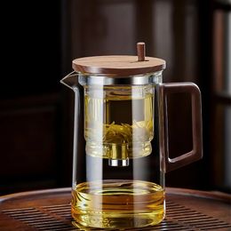 Grade Heat Resistant One-Button Chinese Glass Teapot Household Maker Convenient Filtering Kettle Heatable Tea Set 240315