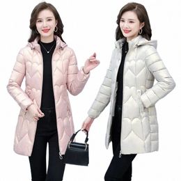 NOWOŚĆ 2023 Winter Jacket Parkas Women Glossowy w dół kawatowy płaszcz Kobieta z kapturem płaszcz żeńska gruba ciepła koziła wyściełana zarośla R3VI#