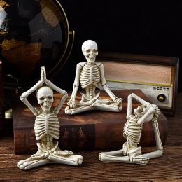 Sculptures Halloween Party Gothic Home Decoration Statues Room Decor Horrible Human Crow Skeleton Figurines Head Skull Yoga Sculptures Gift