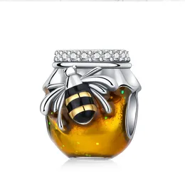 Loose Gemstones 925 Sterling Silver Bee Honey Animal Series Beads Charm Fit Original Charms Bracelets Women DIY Jewelry Gift