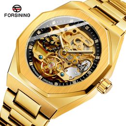 FORSINING/FUXINI Casual Hollow Out Fully Automatic Flywheel Mechanical Watch Water Diamond Men's Edition