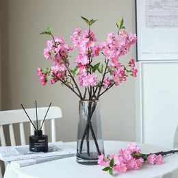 Decorative Flowers Nordic Simulation Cherry Blossoms Silk Artificial Branch Wedding Living Room Home Decoration