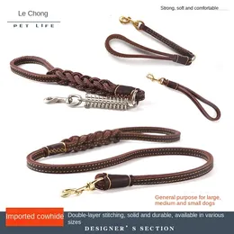 Dog Collars Double-layer Cowhide Pet Leash Medium And Large Pitbull Rottweiler Doberman Leads Dogs Accesorios Supplies