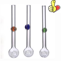 Thick Colourful Water Smoking Tube Pipes 4inch Pyrex Glass Oil Burner Pipe Nail Burning with Balancer Dot Feet for Bubblers Hookahs shisha Dab Rig