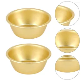 Dinnerware Sets 2 Pcs Rice Bowls Aluminum Storage Without Handle (Golden)