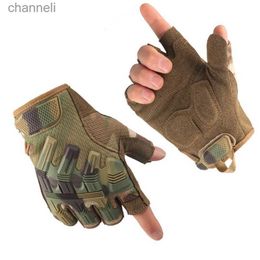 Tactical Gloves Mittens Half Finger Fingerless Swat Rubber Protective Airsoft Biker Motorcycle Driving Men YQ240328