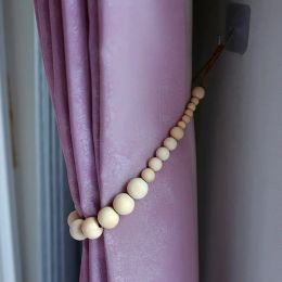 Accessories 1 Pair Curain Tieback Wood Bead Ball Strap Curtain Rope Tie Backs Window Home Decor