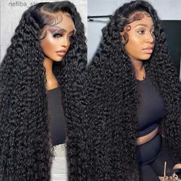 Syntetiska peruker Vattenvågspets frontala peruk 13x4 HD Transprent Indian Deep Curly 100% Human Hair Wigs Ready to Wear Glueless spets peruker för kvinnor24328