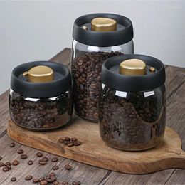 Storage Bottles Kitchen Vacuum Coffee Canister Container Airtight Containers Transparent Glass Jar