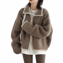 Chic VEN blusas femininas soltas coreano casual lapela malha cardigan feminino tops malhas mulher outono inverno 2022 d5vp #