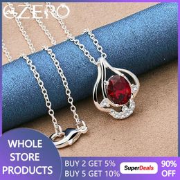 Pendants ALIZERO 925 Sterling Silver Wild Red Zircon Pendant Necklace 16-30 Inch Chain For Woman Wedding Party Fashion Charm Jewellery