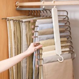 Hangers Clothes Hanger No Punch Pant Rack Anti-slip Multi-functional Trouser Storage Adjustable Pants Shelf Home Supply