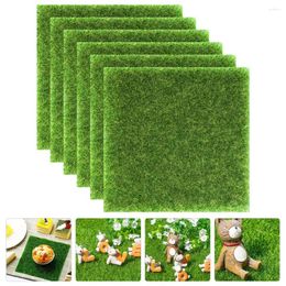 Decorative Flowers 6Pcs Wear-resistant Fake Lawns Compact Grass Mats DIY Grasses Landscape Supply