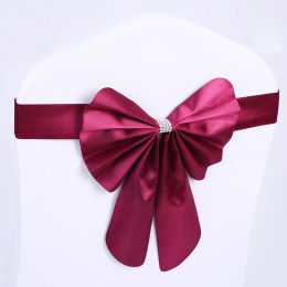 Sashes 10/50pcs Free Tie PU Elastic Chair Sash Band Wedding Stretch Spandex Chair Ribbon Bow Tie Party Hotel Event Decoration