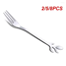 Forks 2/5/8PCS Stainless Steel Mini Fruit Fork Spoon Color Pattern Coffee Simple Mixing Toothpick Ice Cream Dessert