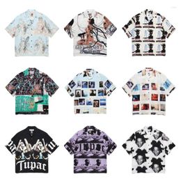 Men's T Shirts Summer Quality Prints Cuban Collar Beach Holiday Loose Mens Womens WACKO MARIA With Tags