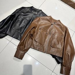 Women's Leather European Goods Autumn/Winter Genuine Sheepskin Plant Tanned Clothes Work Motorcycle Short Leath