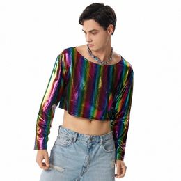 incerun Cropped Tops 2023 American Style New Mens Fi Fl Element Fabric T-shirts Casual Party Shows Lg Sleeved Camiseta k14k#