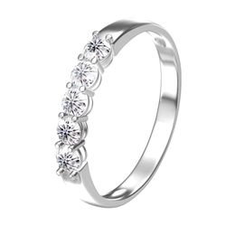 AEAW 14k White Gold 0 1ct m Total 0 5ctw DF Round Cut Engagement&Wedding Lab Grown Diamond Band Ring for Women 220228293s