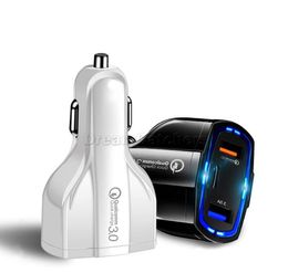 35W 7A 3 Ports LED Car Charger Type C And Dual USB Light Up Adapter QC 30 With Qualcomm Quick Fast Charge Technology For Mobile S7521567