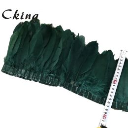 Gravestones 2020 New Dark Green Dyed Goose Duck Feather Fringes 210 Yard/lot Natural Real Geese Feathers Trim Clothes Jewellery Sewing Ribbon