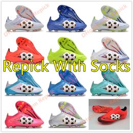 2024 New European Champions Fashion Soccer Shoes Mens Cleats F50 FG Football shoes beyond Fast Pearlized Game Data size 39-45 with Socks