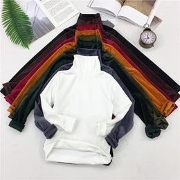 Women's T Shirts Spring Women Turtleneck Shirt Tees Warm Thick Velvet T-Shirts Female Bottoming Long Sleeve Tops