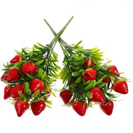 Decorative Flowers Simulated Strawberry Festival Decor Branches Fake Ornament Bouquet Party Decorations Adorn Table