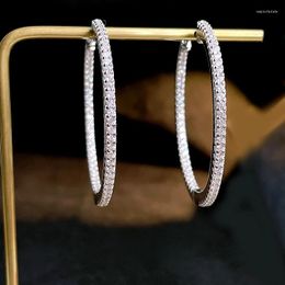 Stud Earrings Luxury Large 925 Silver White Diamond Inlaid With High Carbon Diamonds Versatile And Luxurious Feeling