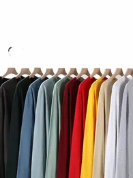 once Spring Autumn Casual Lg Sleeve Cott T Shirt For Men 2023 O-Neck Basic Solid Colour Plus Size Men's T-shirt i2FM#