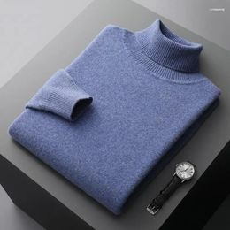 Men's Sweaters Men Business Style Merino Wool Pullovers Turtleneck Cashmere Non-Ironing Long Sleeve Solid Winter Fashion Knitting Tops