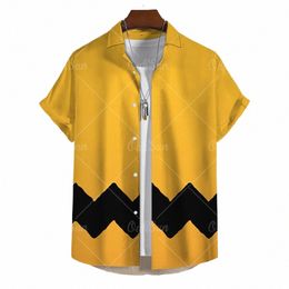 fi Yellow Oversized Hawaiian Social Shirt For Men Camisas Casuais Men's Summer Clothing 3d Print Short Sleeves Top Blouse z4Ax#