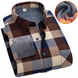 Осень-зима, утепленная флисовая рубашка, мужская рубашка в клетку, теплая одежда с рукавами Lg, рубашки с отложным воротником, классические рубашки t2P0 #