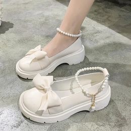 Women Thick Platform Mary Janes Lolita Shoes Party Pumps Summer Sandals Bow Chain Mujer Shoes Fashion Oxford Zapatos 240320
