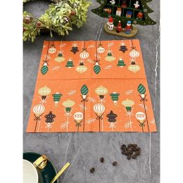 Serviettes 40/60/80/100pcs Rapid Logistics Orange Christmas Lights Printed Napkins Square Christmas Party Decoration Paper Placemat 33*33cm