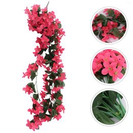 Decorative Flowers Artificial Violet Vine Ratta Hanging Garland Hydrangea Flower Wisteria Vines String Home Party Wedding Decor ( Rose Red )