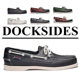 Shoes Mens Designer Shoes Men Leather Docksides Classic Yellow Blue Boat Shoes For Homme Femme X165 Hombre Mujer Nautico Shoes