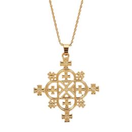 Pendant Necklaces Ethiopian Trendy Cross Pendants Necklace Women Gold Color Eritrea Habesha JewelryPendant254r