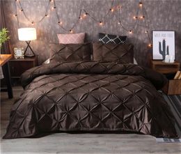 Luxury Black Duvet Cover Pinch Pleat Brief Bedding Set Queen King Size 3pcs Bed Linen set Comforter Cover Set With Pillowcase45 471942832