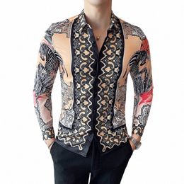 2023 High Quality Men Floral Shirt Lg-Sleeved Tuxedo Slim Shirt Fi Mens Designer Retro Printed Shirt Camisa Masculina 4XL j7IV#