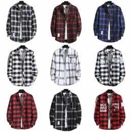 spring and autumn plaid shirt men's lg-sleeved inch clothes thin casual all-matching shirt coat G32T#