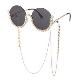 Fashion Classic Designer Sunglasses For Men Women Luxury Polarized Pilot Sun Glasses Pearl With Chain UV400 Eyewear PC Frame Polar265O
