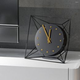 Table Clocks Geometric Creative Clock Decorations Desktop Home Bedroom Bedside Silent Seat Living Room 6-inch Small Desk