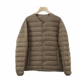 two Wears Men's Ultra Light White Duck Down Jacket Parka Autumn Winter Single-Breasted Thin Coat Male Short Warm Outwear Tops f3VX#