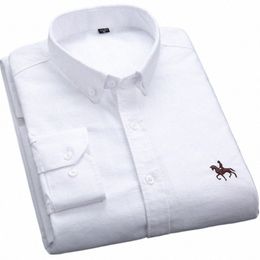 large size Full Men's Shirts 100% Pure Cott Oxford busin Casual Shirt soft slim fit formal plain shirt Lg Sleeve clothes E3Lw#