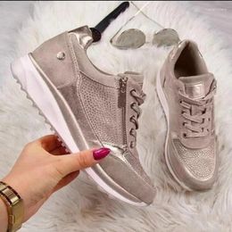 Fitness Shoes Women Casual Fashion Wedge Flat Zipper Lace Up Comfortable Ladies Sneakers Female Vulcanized