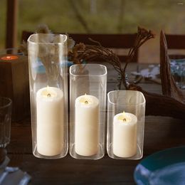 Candle Holders 3 Pcs Windproof Glass Holder Clear Cover Supply Candleholders Sleeve Tube Shades Desktop Home